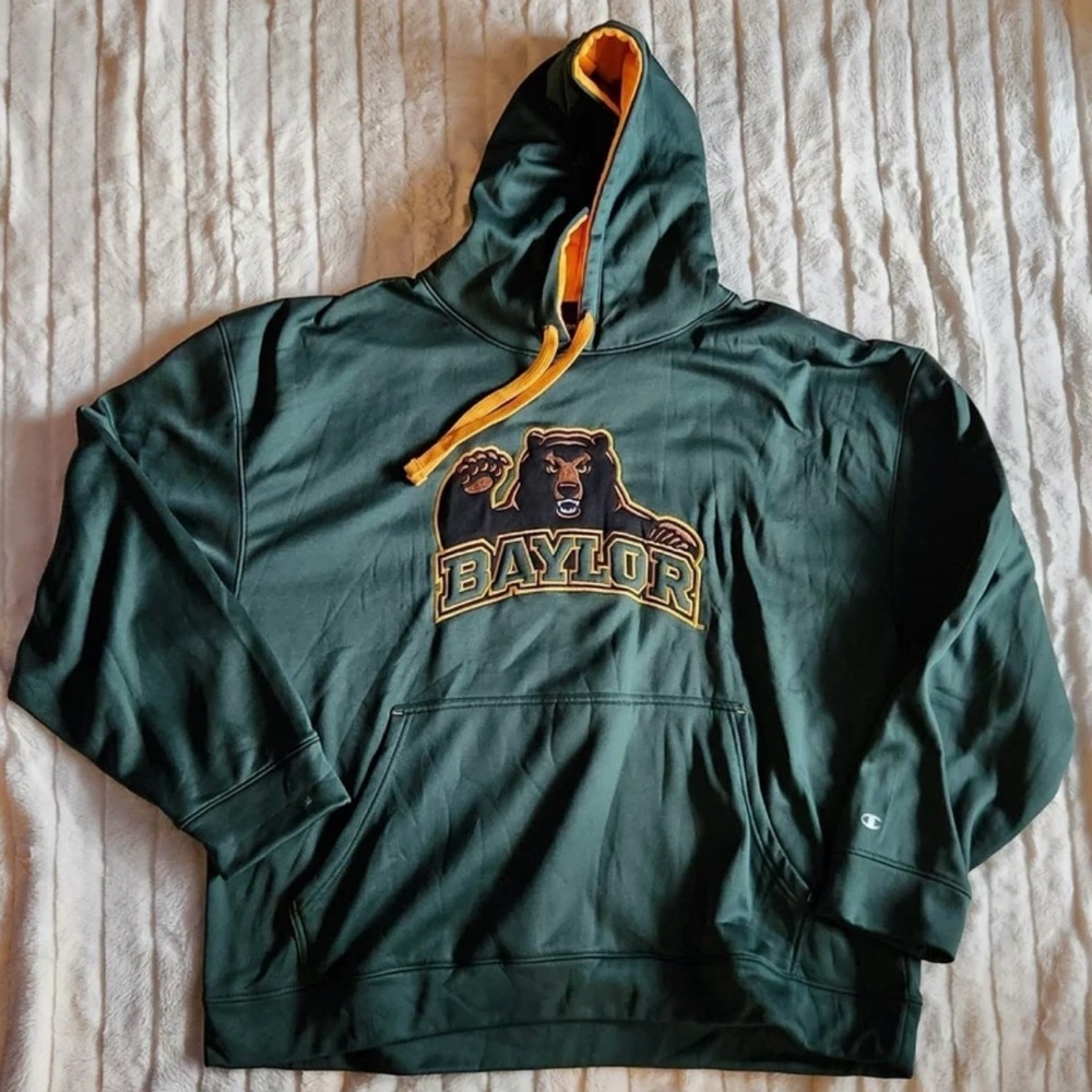 Champion Vintage Baylor Green Hoodie with Bear Emblem
